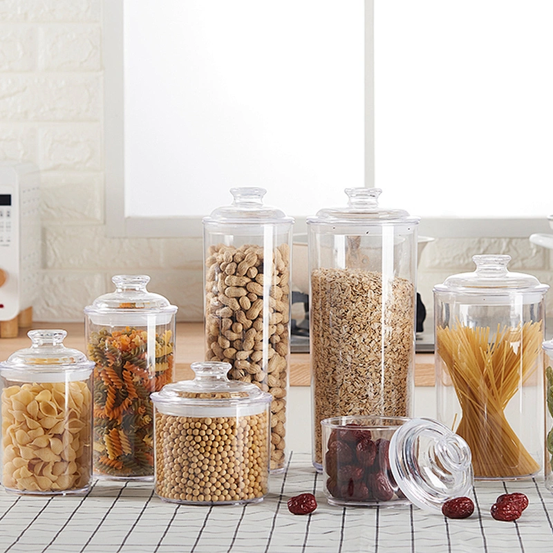 Sugar eco-friendly Round storage bottles & jars clear plastic airless transparent container jar 1000ml packaging