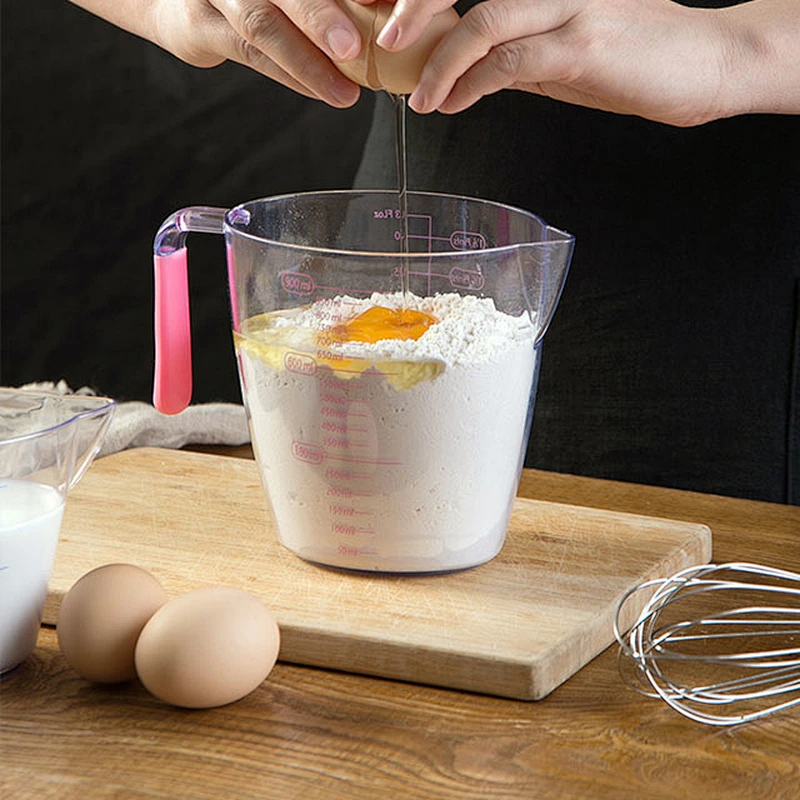 3 pcs High quality kitchen cook plastic PS measuring cup Jug set with purple rubber soft handle for baking measurement