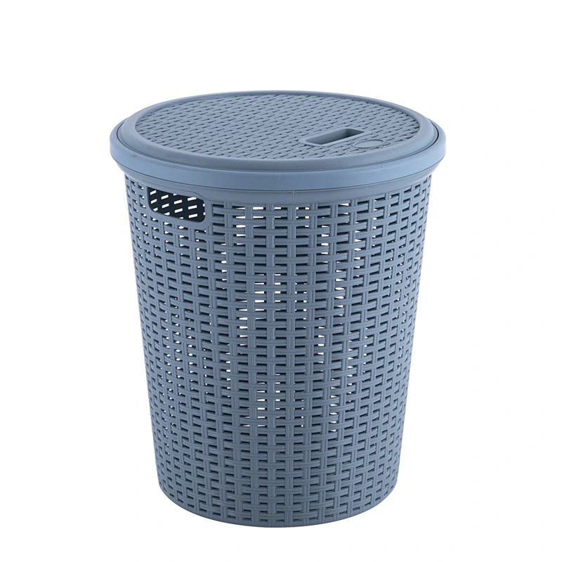 houseware bath round plastic organizer container dirty laundry basket with lid for storage