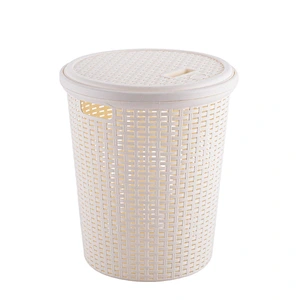 houseware bath round plastic organizer container dirty laundry basket with lid for storage