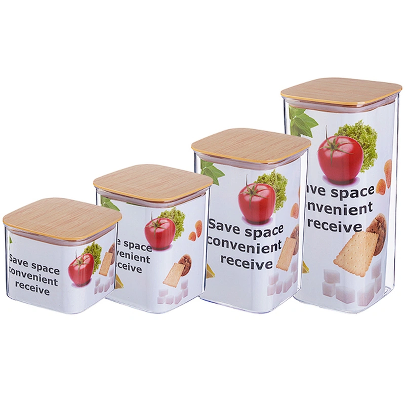 Plastic Easy bottles Lock kitchen sealed jars with lids square airless cookie candy storage transparent jar in bulk