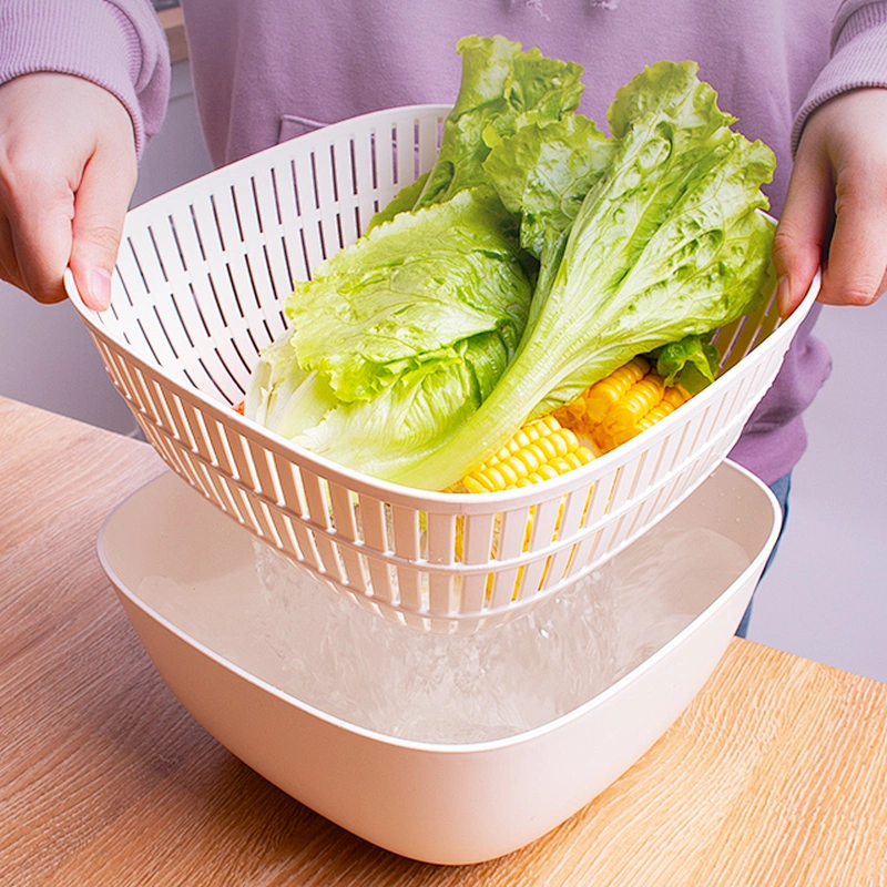 fruits vegetable food plastick vegetable double layer thick drain basket washing bowl set