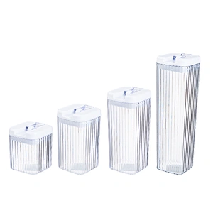 Square/Round plastic clear packaging bottles jars food grade jam airless clip cookie jar with Easy Locked lids in bulk