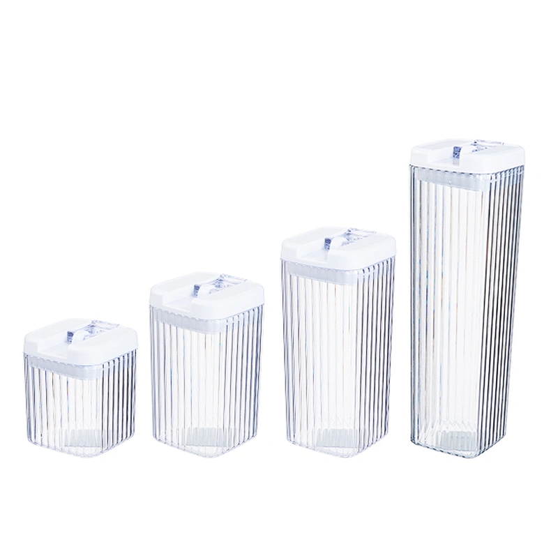 Square/Round plastic clear packaging bottles jars food grade jam airless clip cookie jar with Easy Locked lids in bulk