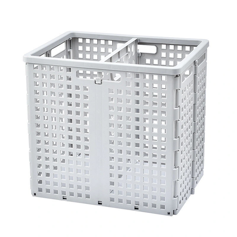 bathroom collapsible folding kids plastic dirty laundry storage basket foldable with divider