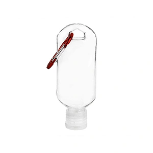50ml 60ml plastic empty spray bottles Refillable clear Bottles with Key Ring Travel Keychain metal colorful clip hook