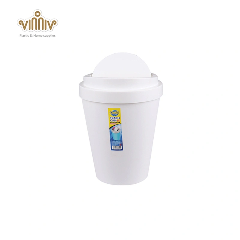 9L cup-shaped plastic trash can with flip lid