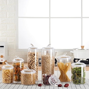 Hallowmas candy Round Easy smooth Lock kitchen storage tank small clear plastic airtight food storage jar lid packaging