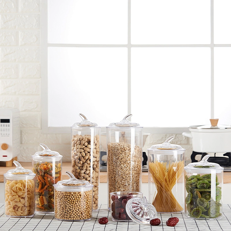 Hallowmas candy Round Easy smooth Lock kitchen storage tank small clear plastic airtight food storage jar lid packaging