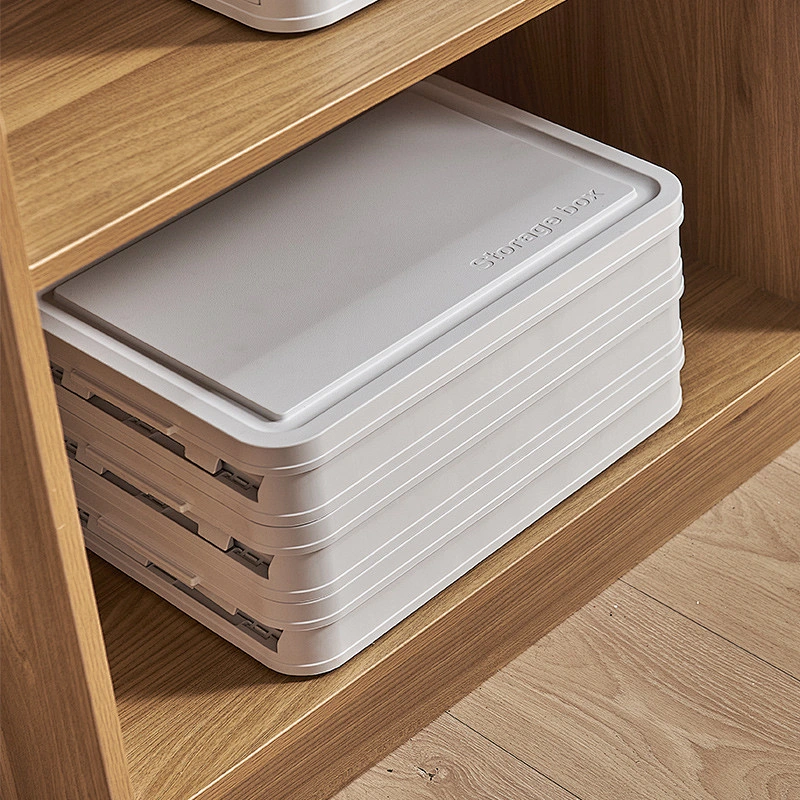 Amazon hot selling home storage organization stackable foldable plastic mesh box bins with lid