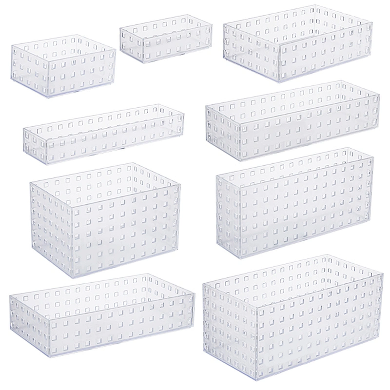 Carved Plastic Drawer Organizer Dividers for Bathroom Cosmetic Makeup and Kitchen Silverware Cutlery Utensil Tool Box