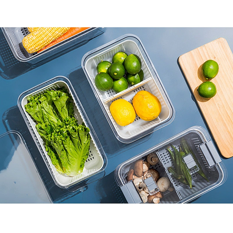 multifunction clear kitchen fridge collapsible double layer drain vegetable storage basket refrigerator food storage box