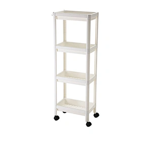three layers and four layers movable plastic bathroom kitchen storage organizer rack shelf removable with wheels