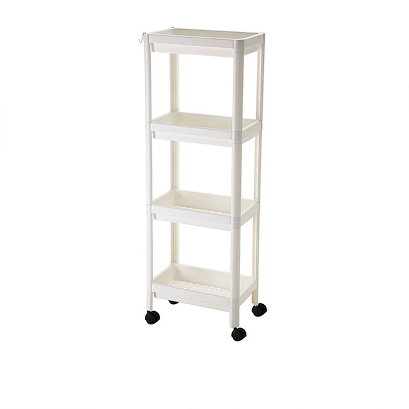 three layers and four layers movable plastic bathroom kitchen storage organizer rack shelf removable with wheels