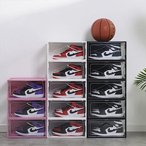 custom folding plastic clear snack nike sneakers storage box shoe packaging organizer boxes display case nike