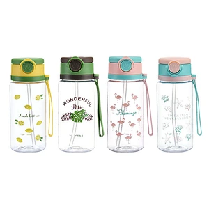 12 oz 16 oz 400ml 500mlplastic wholesale tritan clear carton water bottles with straw for kids school