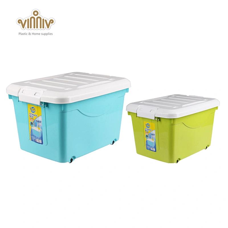 25L removable plastic storage box with wheels