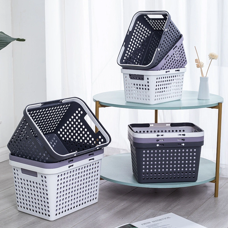 sundries food bathroom office hotel plastic baskets storage container set wholesale with handle