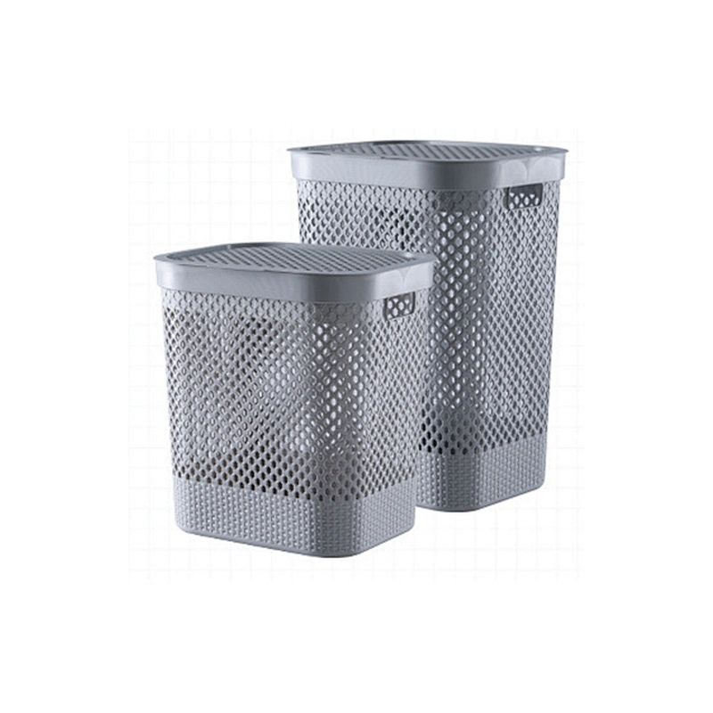 rectangle bath sundries round container handle plastic woven laundry washing basket with lids wholesale with handle