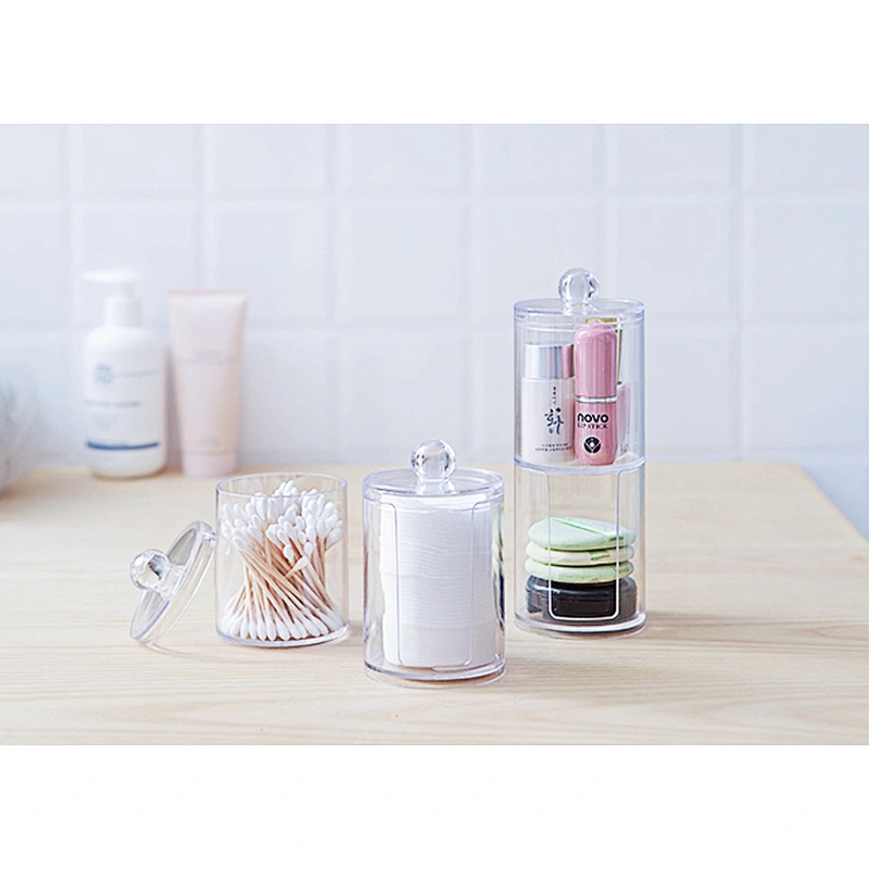 Round shaped makeup organizer Q-tip swab cotton storage box container portable Wholesale