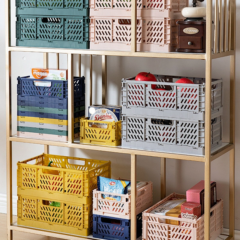 colorful custom plastic cheap mesh foldable storage basket folding pp container for toys home