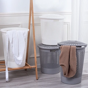 wholesale bathroom organizer storage boxes bins cheap pp woven washing basket plastic with handle