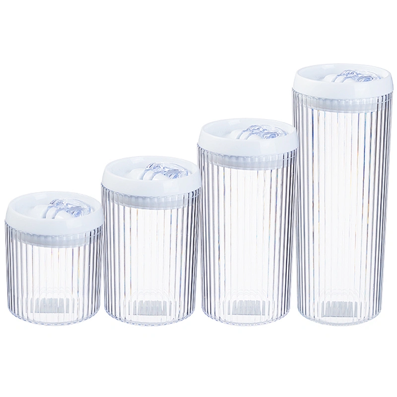 Square/Round plastic clear packaging bottles jars food grade jam airless clip cookie jar with Easy Locked lids in bulk