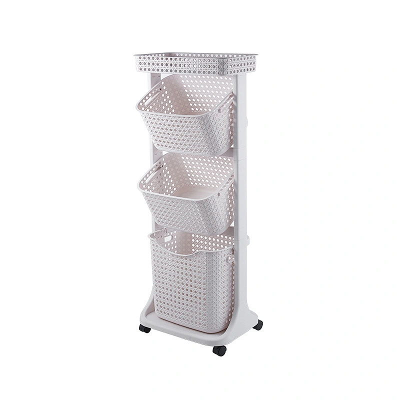 3 tie High quality plastic laundry storage basket drawer bathroom shelves toy organizer with wheels