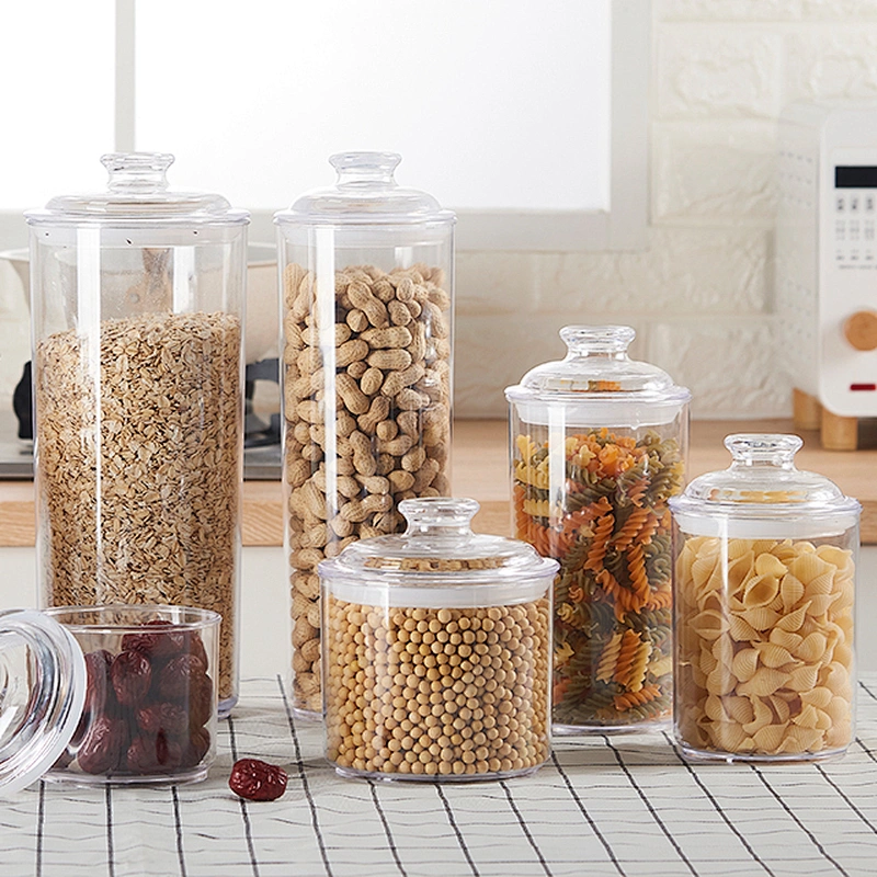 Sugar eco-friendly Round storage bottles & jars clear plastic airless transparent container jar 1000ml packaging