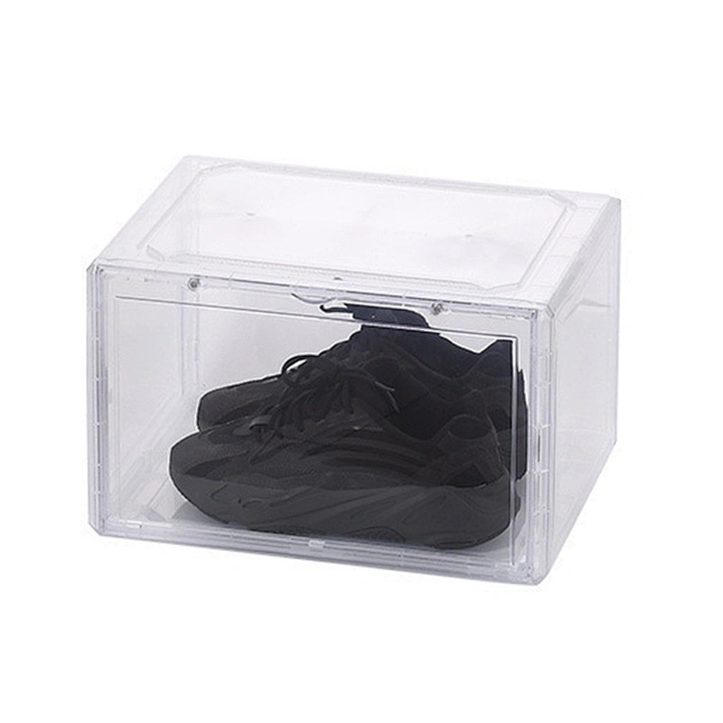 Plastic luxury magnetic nike sneakers drawer shoe box acrylic carton storage display case holder organizer transparent