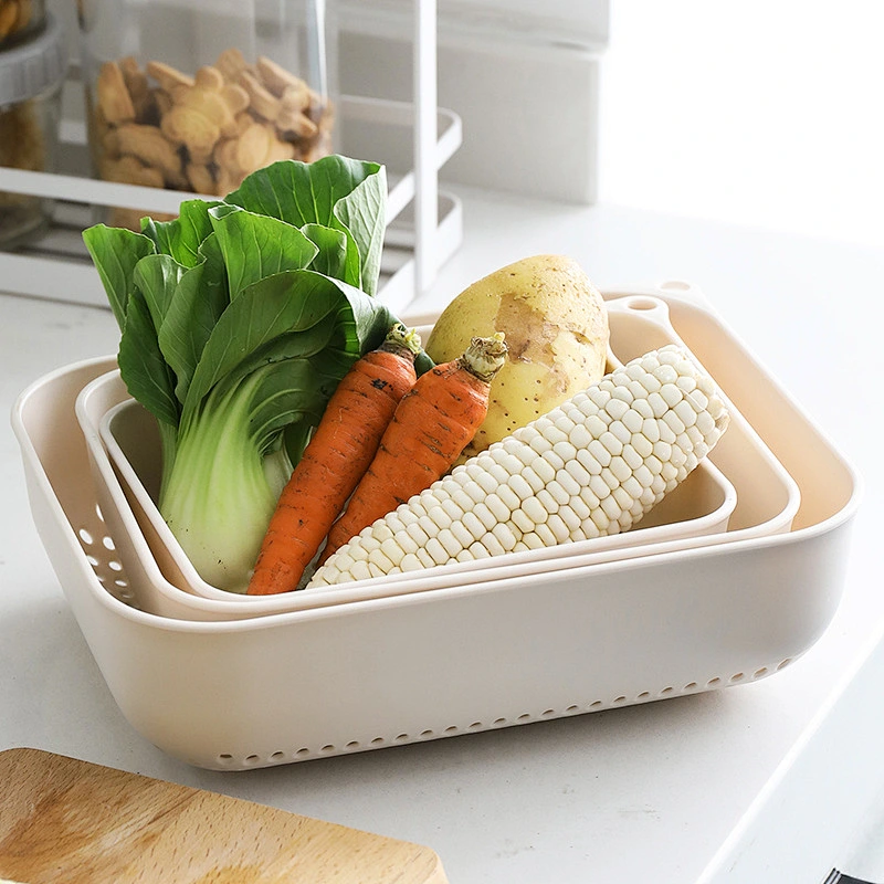 collapsible storage container kitchen plastic vegetable drain basket washing bowl fresh