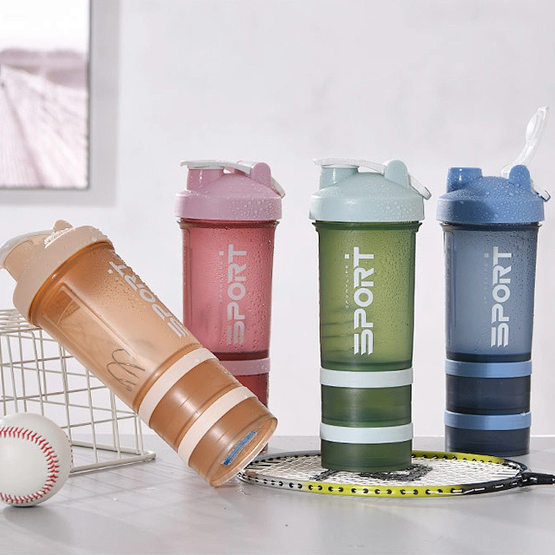 500ml 16oz PP biodegradable water logo custom bicycle sport gym portable protein shaker bottles with stainless steel ball