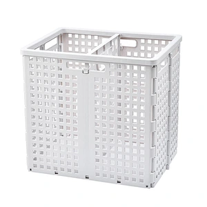 bathroom collapsible folding kids plastic dirty laundry storage basket foldable with divider