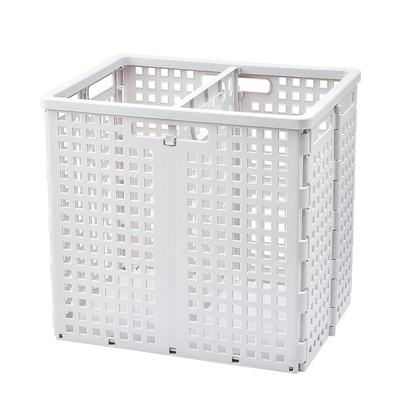 bathroom collapsible folding kids plastic dirty laundry storage basket foldable with divider