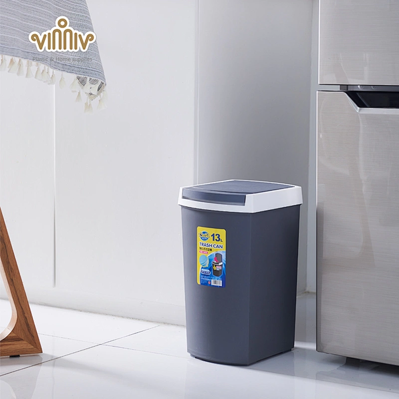 13L touch open indoor plastic trash can
