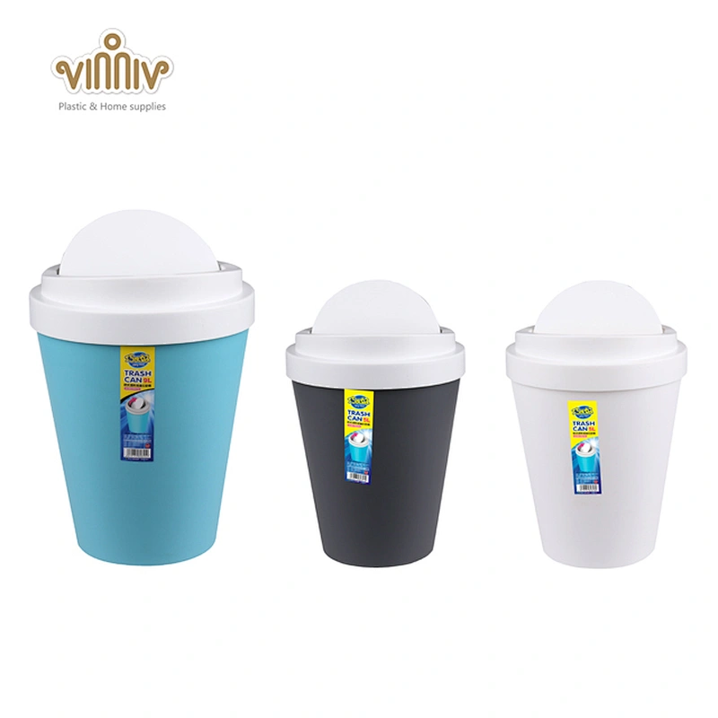 9L cup-shaped plastic trash can with flip lid