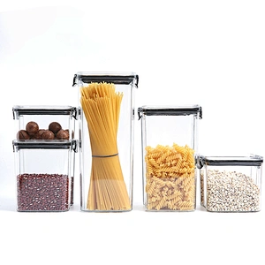 460ml Food grade plastic food cookie kitchen square sealed jars storage with lids in bulk