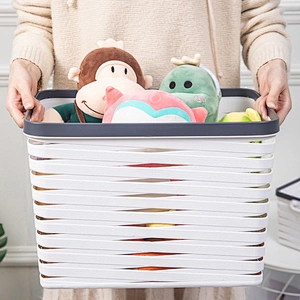 wholesale houseware custom stackable plastic pp laundry storage basket containers bathroom organizer for home use