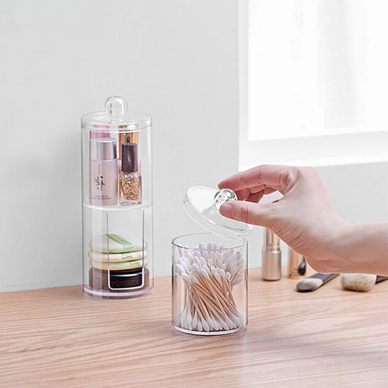 Round shaped makeup organizer Q-tip swab cotton storage box container portable Wholesale