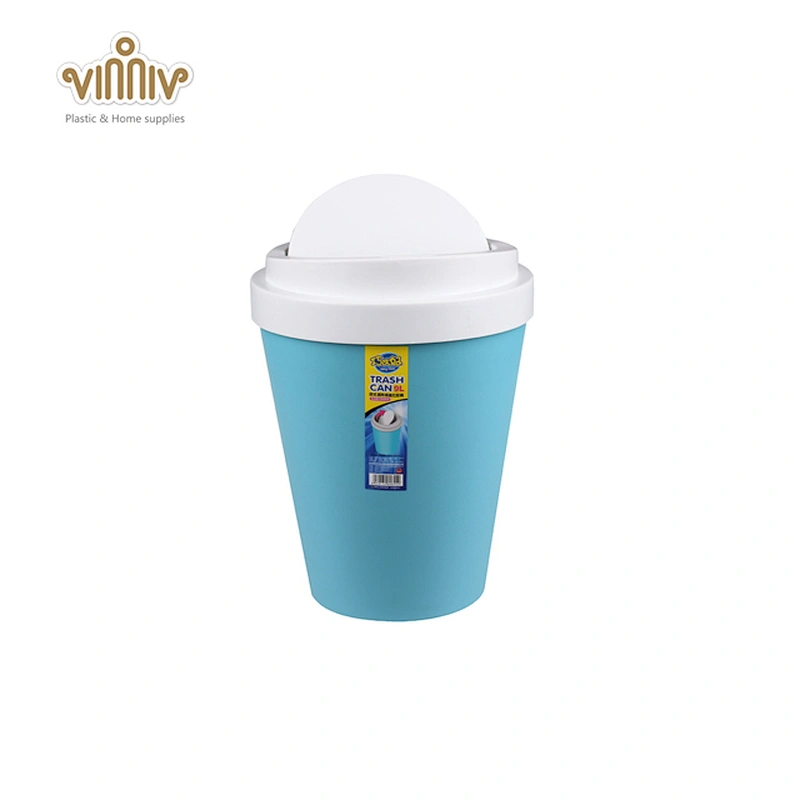 9L cup-shaped plastic trash can with flip lid