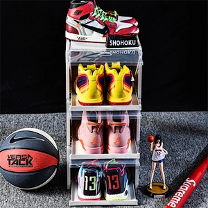 sliding folding transparent empty sneakers shoes box packaging display case plastic cardboard