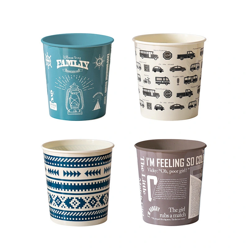 Round custom made small bathroom dust bin trash can plastic