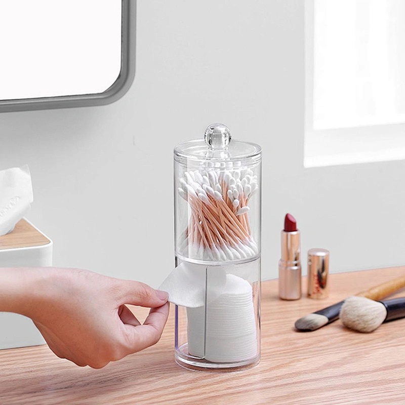 Round shaped makeup organizer Q-tip swab cotton storage box container portable Wholesale