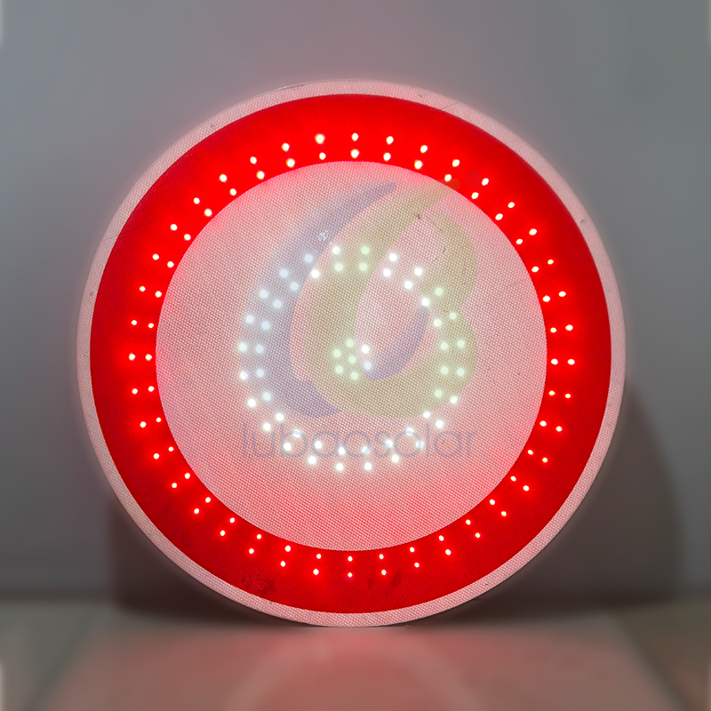 Red white reflective flashing stop sign post
