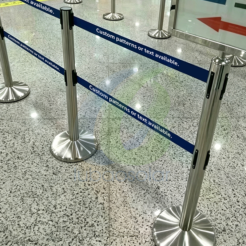 LB-BB05 Stainless steel double layer crowd control stanchion retractable belt stanchions