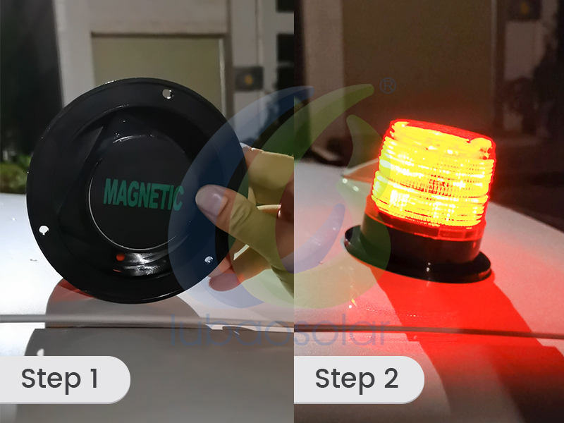 LB-6180 Solar magnetic strobe beacon lights