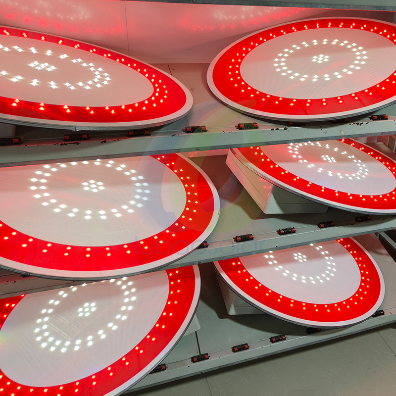 Red white reflective flashing stop sign post