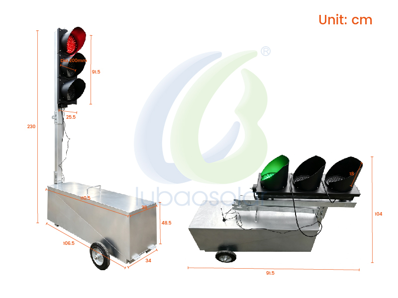 Foldable temporary traffic light portable traffic lights system
