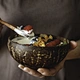 Eco-Friendly 350-600ML Coconut Salad Bowl with Wooden Spoon Sustainable Tableware Set