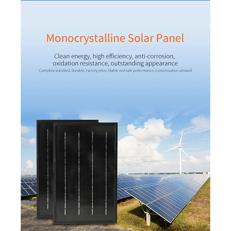 7w glass high quality mono solar panel with MC connector and junction box is on the back